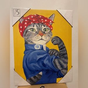 Decor 5 Artist Group - “Rosie the Riveter” cat wall art.